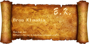 Bros Klaudia névjegykártya